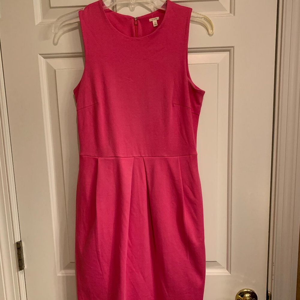 J.CREW HOT PINK FIT & FLARE PLEATED DRESS